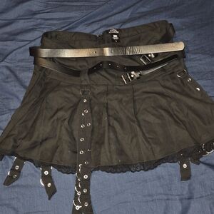 Hot Topic Black Mini Skirt with Belt Details